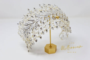 Crystals Vine leaves Headband, Pearl Bridal Hair Vine, Rhinestone Headband, Delicate Headband, Hair accessories.
